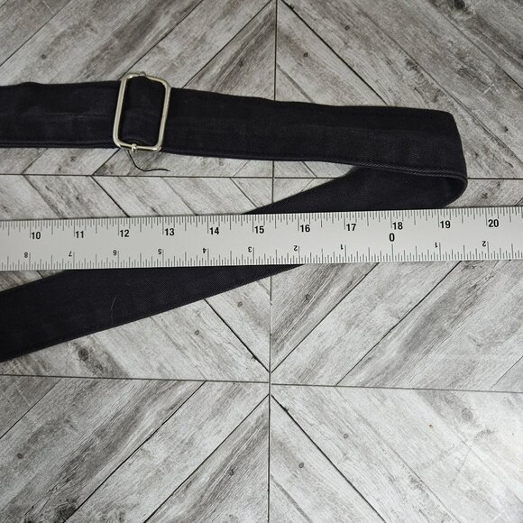 Fabric CrossBody Saddle Bag Purse Black Long Strap Silver Tone Hardware - Picture 13 of 13